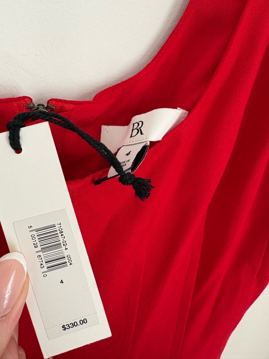 NWT $330 BR Banana Republic Structured Red Seamed Scoop Neck Midi Dress Size 4 - Picture 7 of 10
